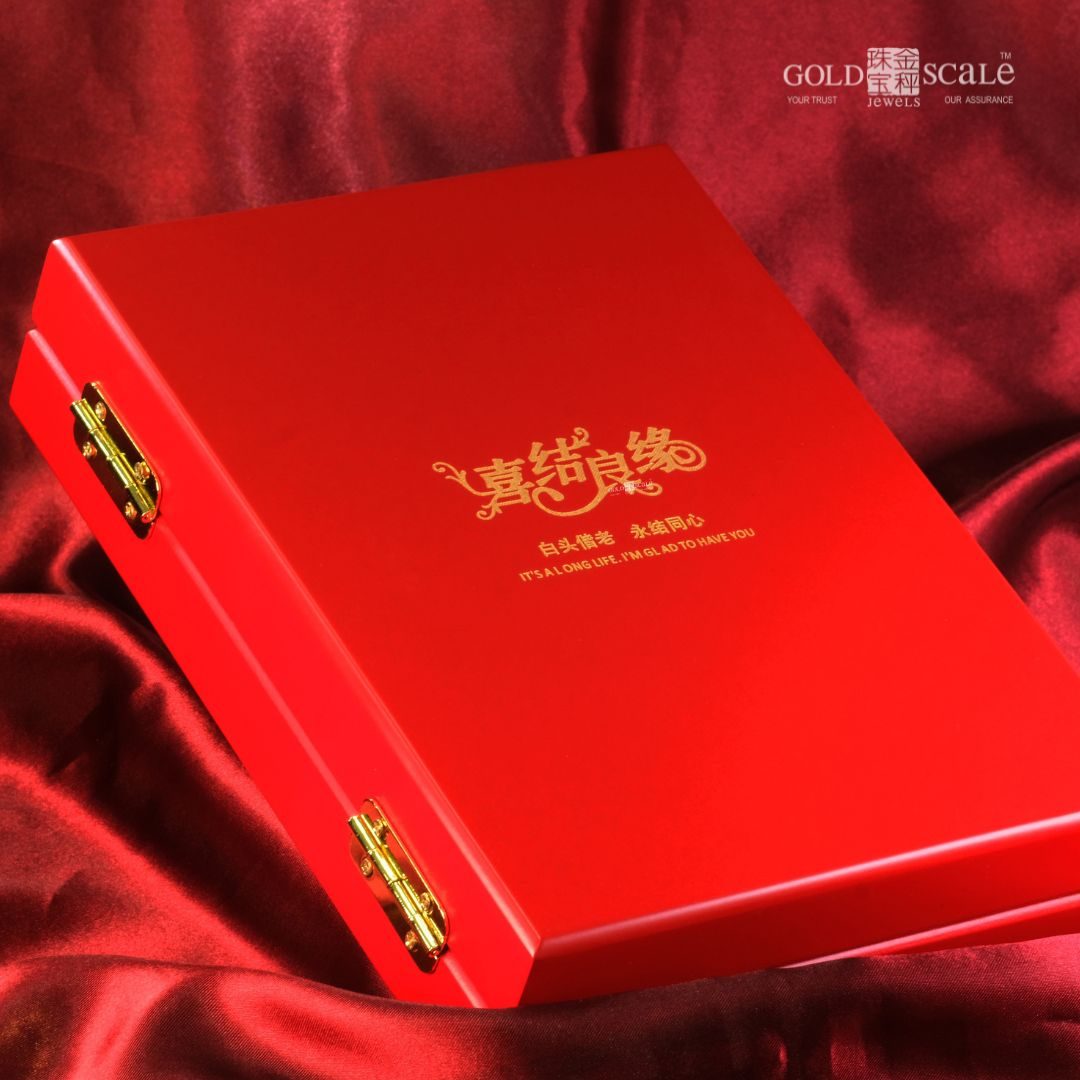ZOR149-999 Gold 1g 喜结连理黄金相框 Ornament with Gift Box-5