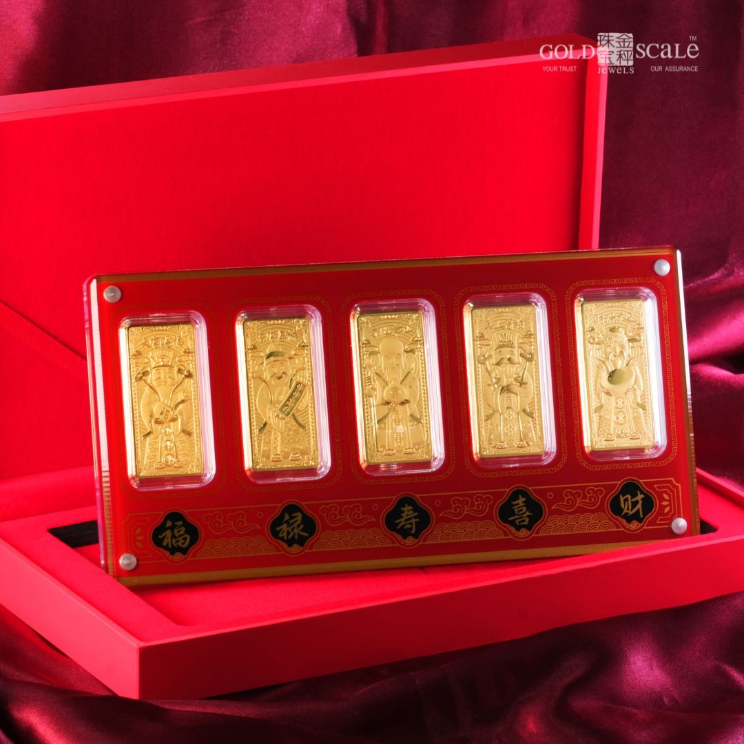 ZOR152-999 Gold 1g 五路财神 金条摆件 Ornament with Gift Box-1