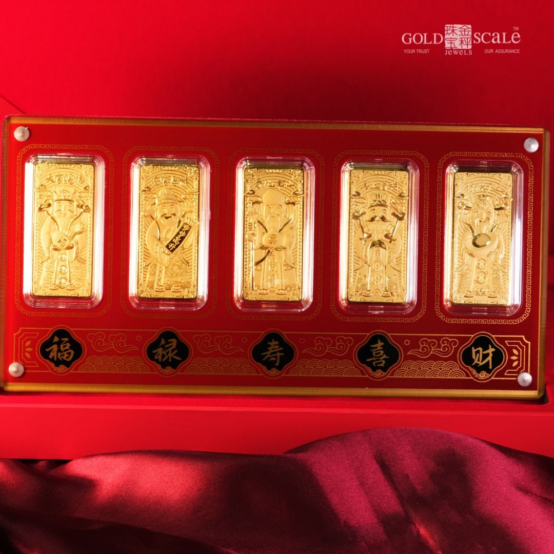 ZOR152-999 Gold 1g 五路财神 金条摆件 Ornament with Gift Box-2